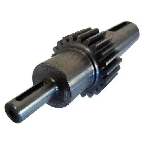 Steel gear shaft with stepped diameters and keyway