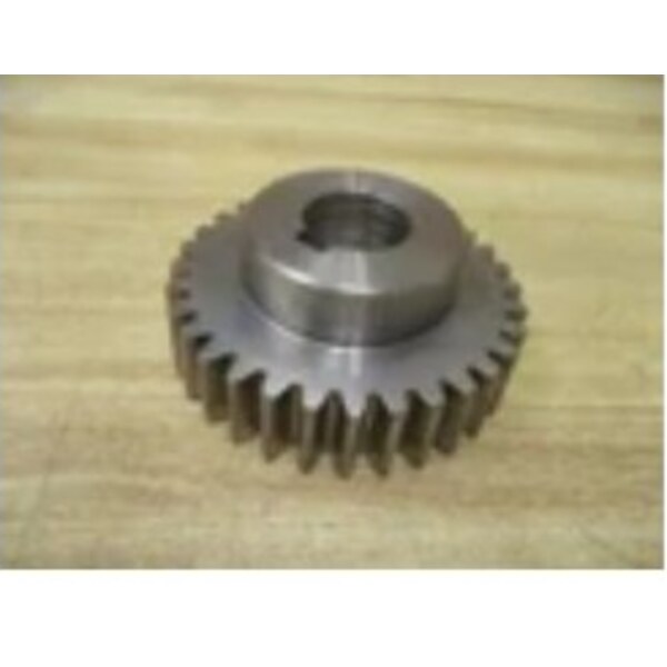 Machined metal spur gear with central bore
